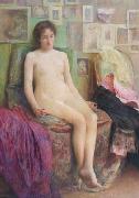 marie kroyer Henri Royer Nu dans l'atelier painting